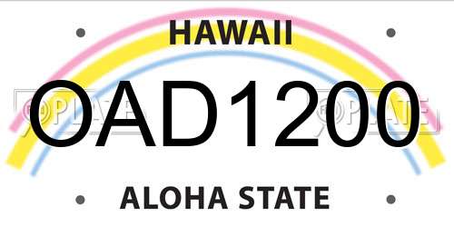 OAD1200 Hawaii License Plate
