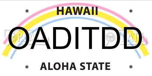 OADITDD Hawaii License Plate