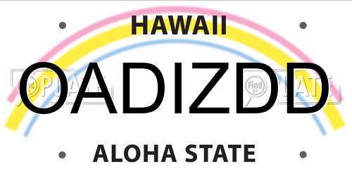 OADIZDD Hawaii License Plate