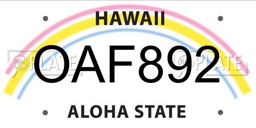 OAF892 Hawaii License Plate