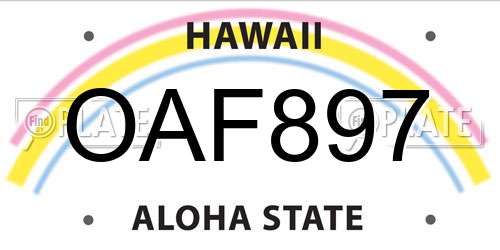 OAF897 Hawaii License Plate