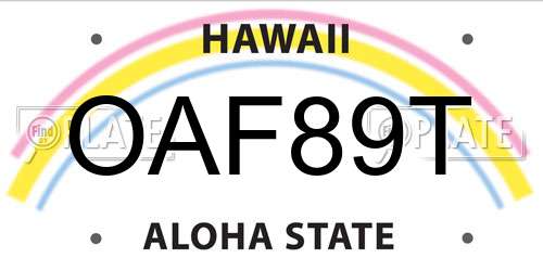 OAF89T Hawaii License Plate