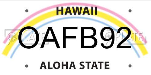 OAFB92 Hawaii License Plate