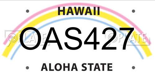 OAS427 Hawaii License Plate