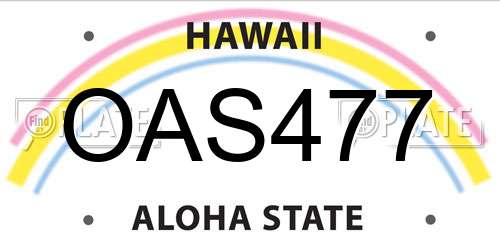 OAS477 Hawaii License Plate
