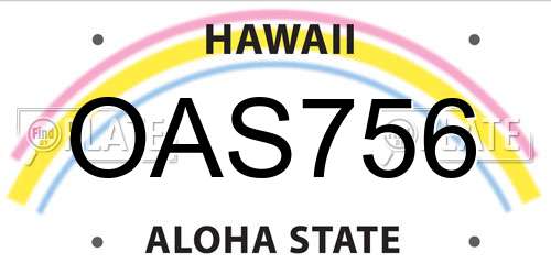 OAS756 Hawaii License Plate