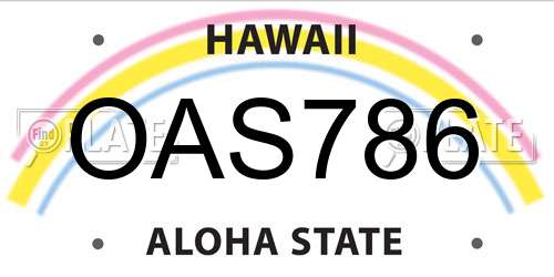 OAS786 Hawaii License Plate