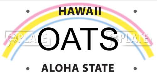 OATS Hawaii License Plate