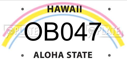OB047 Hawaii License Plate