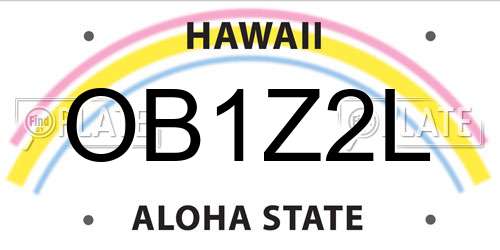 OB1Z2L Hawaii License Plate