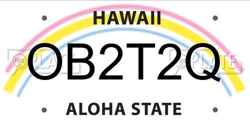 OB2T2Q Hawaii License Plate