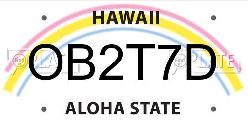 OB2T7D Hawaii License Plate