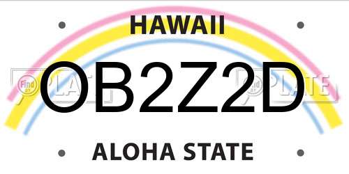OB2Z2D Hawaii License Plate