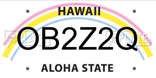 OB2Z2Q Hawaii License Plate