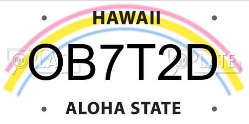 OB7T2D Hawaii License Plate