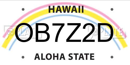OB7Z2D Hawaii License Plate