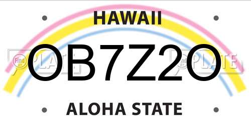 OB7Z2O Hawaii License Plate