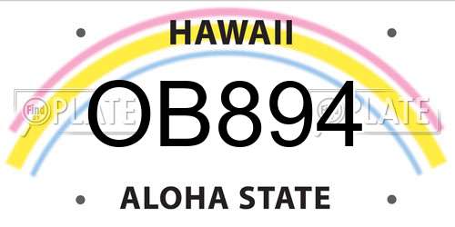 OB894 Hawaii License Plate