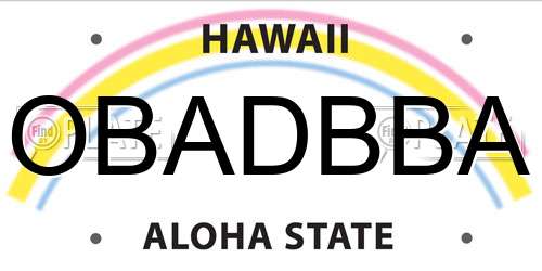 OBADBBA Hawaii License Plate