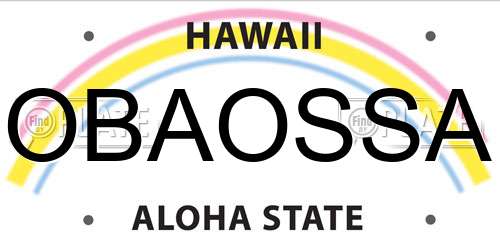 OBAOSSA Hawaii License Plate