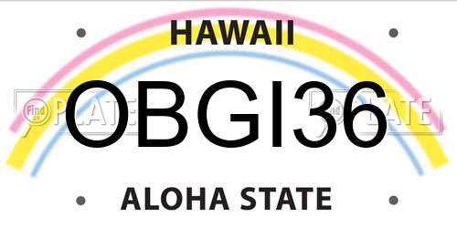 OBGI36 Hawaii License Plate