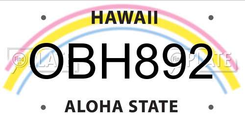 OBH892 Hawaii License Plate