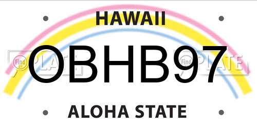 OBHB97 Hawaii License Plate