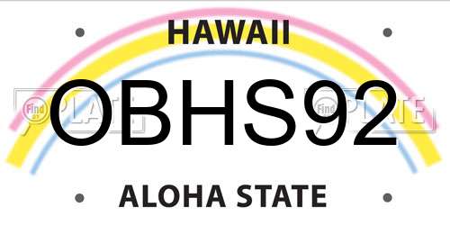 OBHS92 Hawaii License Plate