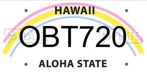 OBT720 Hawaii License Plate