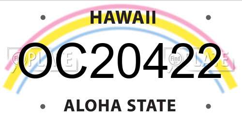 OC20422 Hawaii License Plate