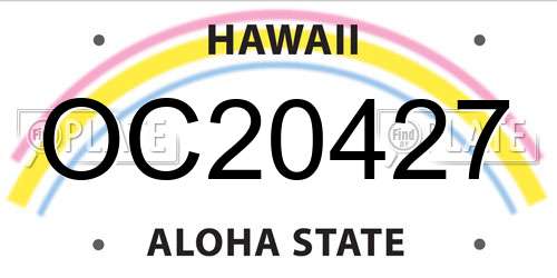 OC20427 Hawaii License Plate