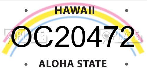 OC20472 Hawaii License Plate