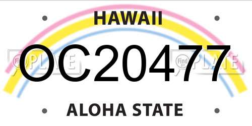 OC20477 Hawaii License Plate