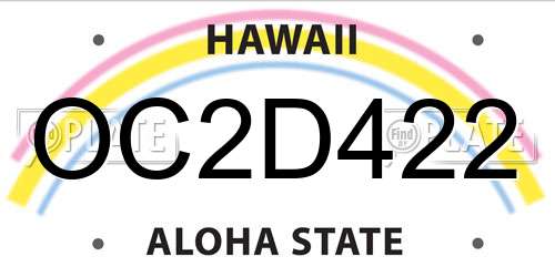 OC2D422 Hawaii License Plate
