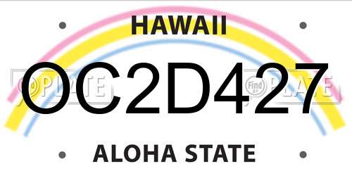 OC2D427 Hawaii License Plate