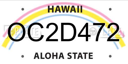 OC2D472 Hawaii License Plate