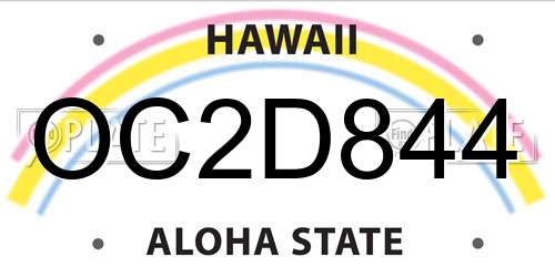 OC2D844 Hawaii License Plate