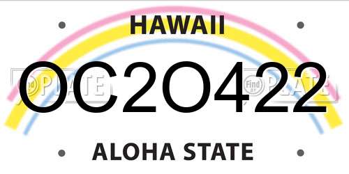 OC2O422 Hawaii License Plate