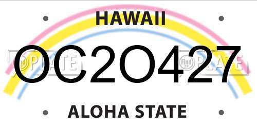 OC2O427 Hawaii License Plate