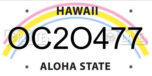 OC2O477 Hawaii License Plate