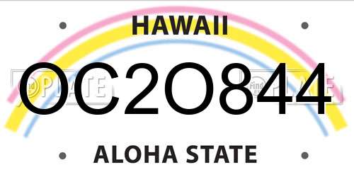 OC2O844 Hawaii License Plate
