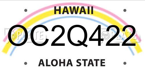 OC2Q422 Hawaii License Plate