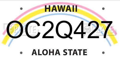 OC2Q427 Hawaii License Plate
