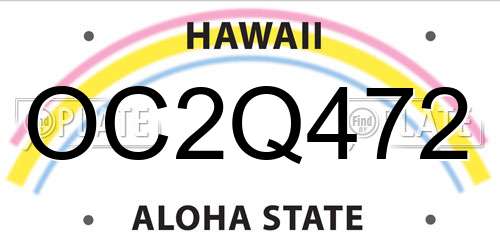 OC2Q472 Hawaii License Plate