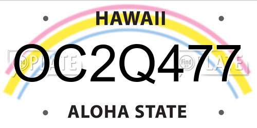 OC2Q477 Hawaii License Plate