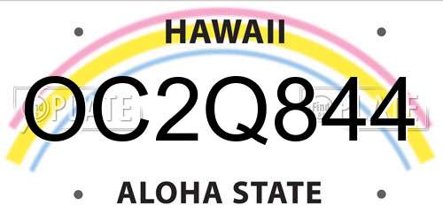 OC2Q844 Hawaii License Plate