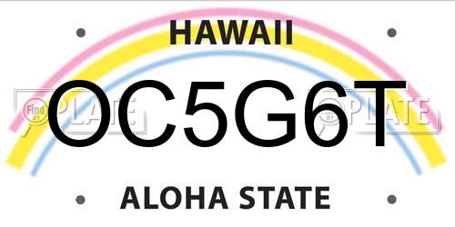 OC5G6T Hawaii License Plate