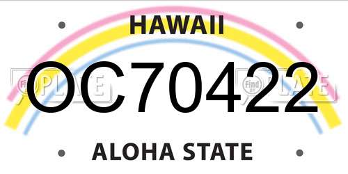 OC70422 Hawaii License Plate