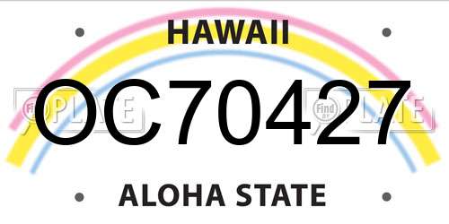 OC70427 Hawaii License Plate