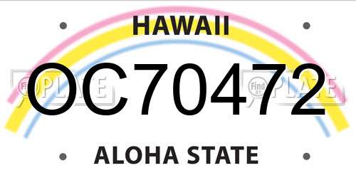 OC70472 Hawaii License Plate